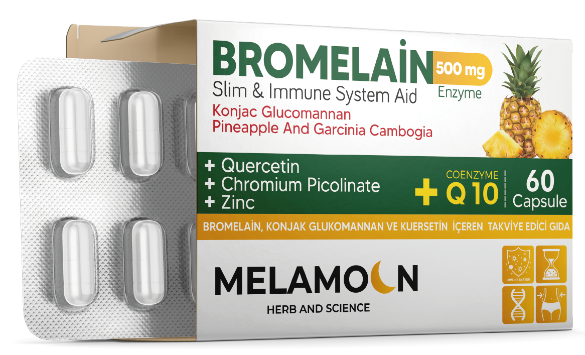 Bromelain 500 Mg Ve Qenzim Q10 Içeren Kapsül Takviye Edici Gıda 60 Kapsül
