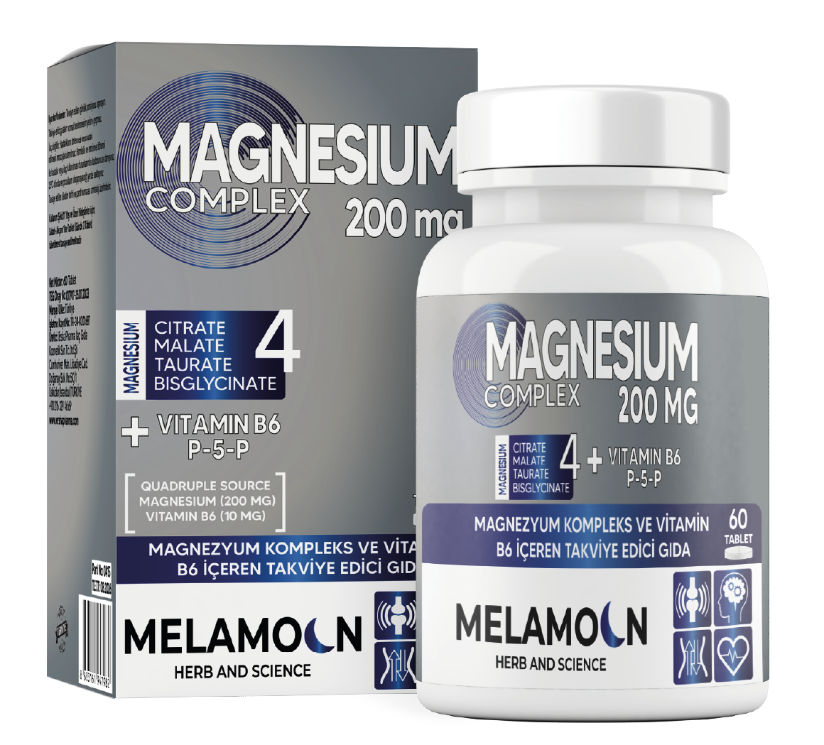 Magnezyum kompleks ve Vitamin B6 (P-5-P) içeren takviye edici gıda 60 Tablet